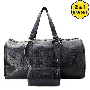 Fashion Faux Leather Ostrich Duffel Bag